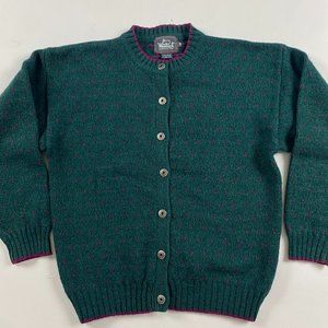 Vintage Woolrich Handframed Birdseye Cardigan Sweater Womens Medium Wool Nordic
